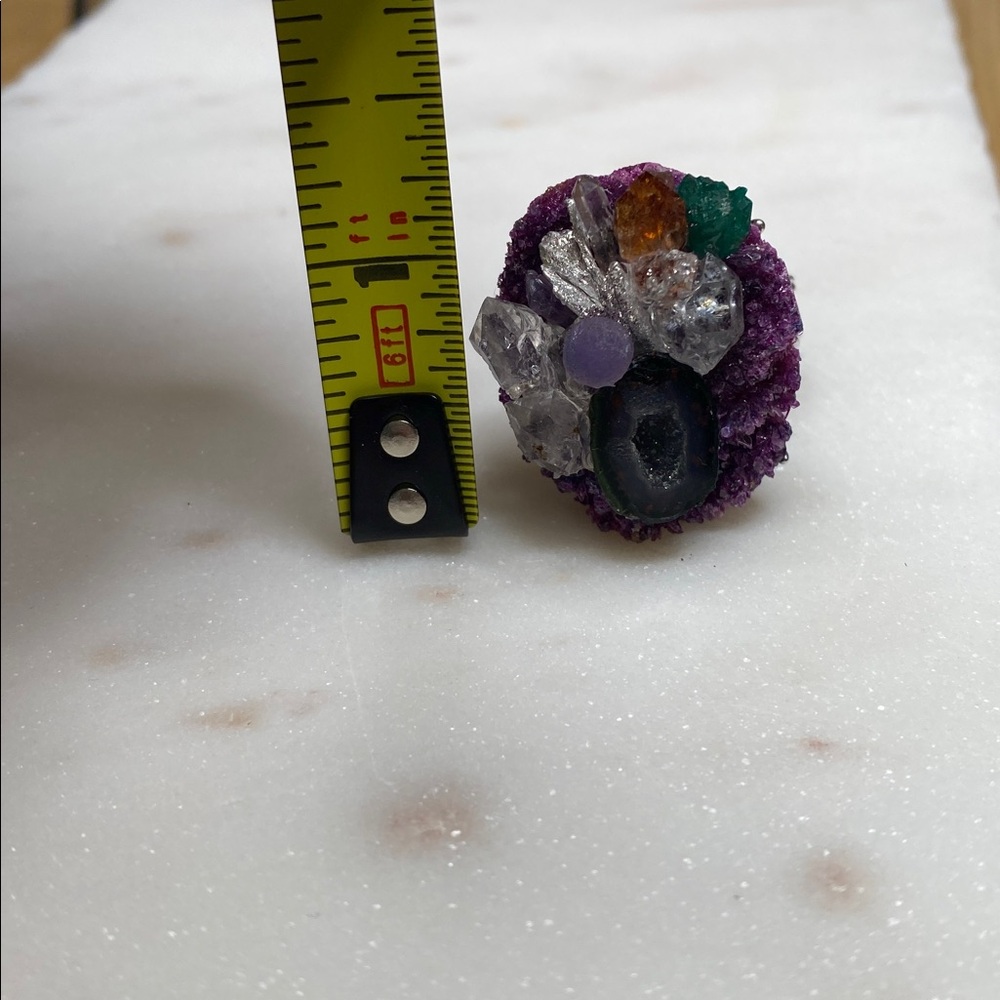Adjustable Raw Crystal Statement Ring • Luxury Natural Druzy Chunky Stone Ring - Picture 13 of 13
